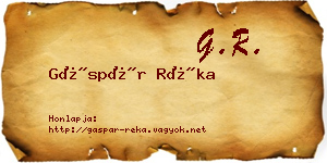 Gáspár Réka névjegykártya